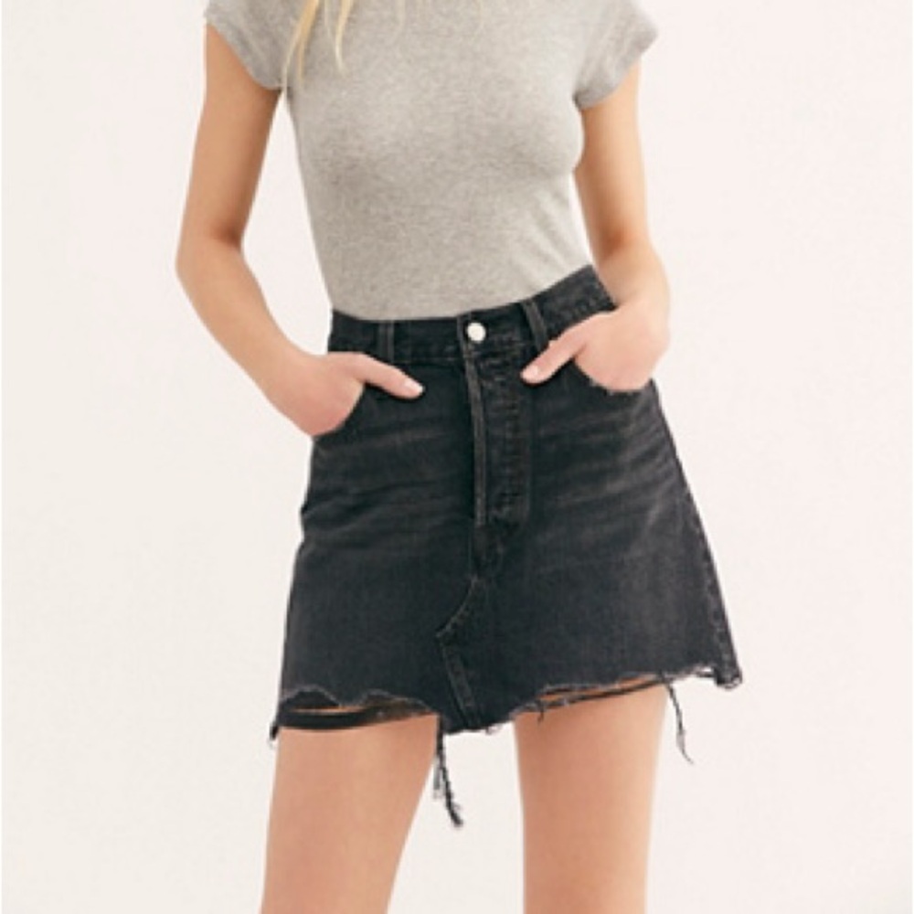 Levi's Deconstructed Denim Skirt - 26 - Ill Fated / Washed Black